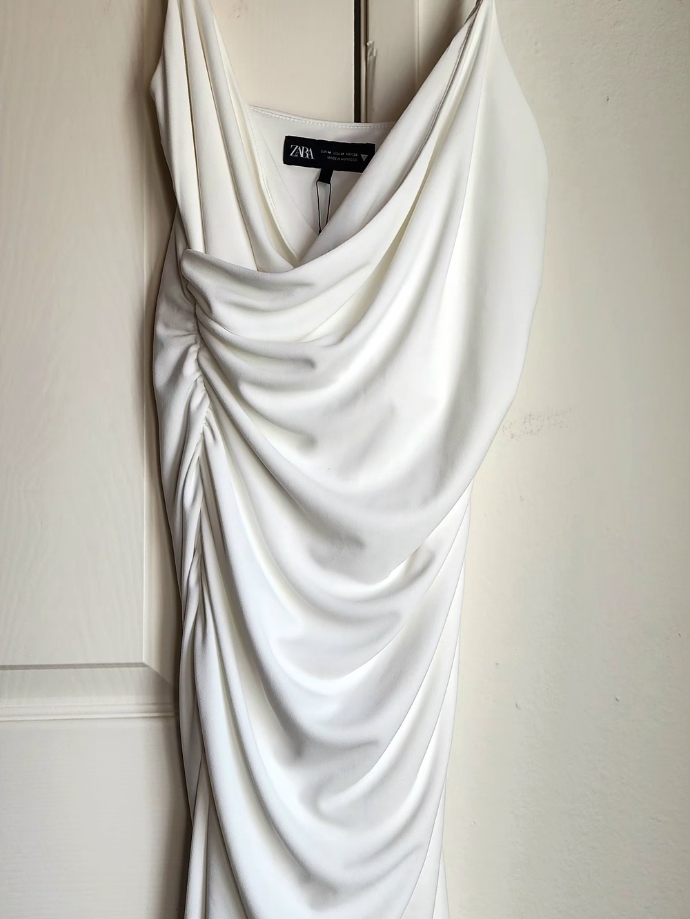 NWT ZARA Classic White Spaghetti-Strap Wrap Dress - Elegant Everyday - Picture 4 of 4